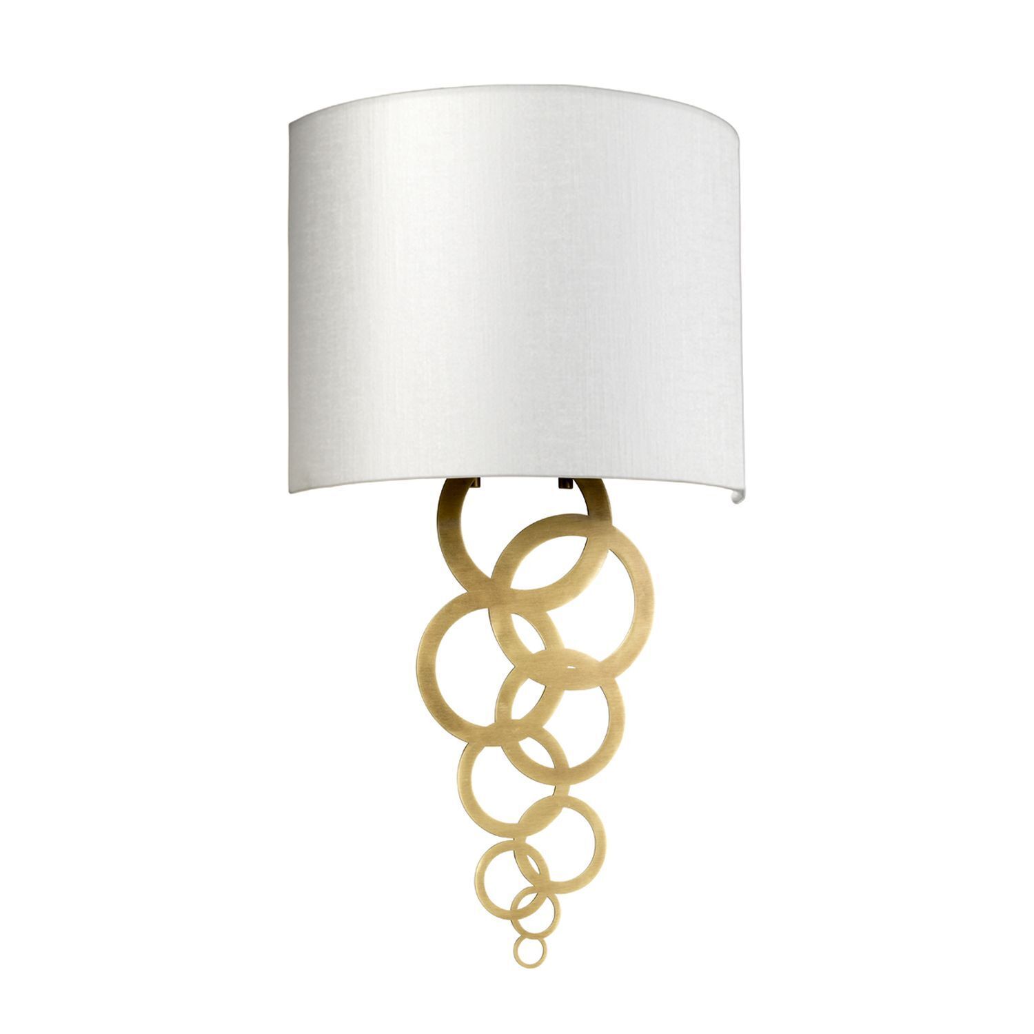 Applique Abat-jour Tissu Crème Laiton Moderne E27
