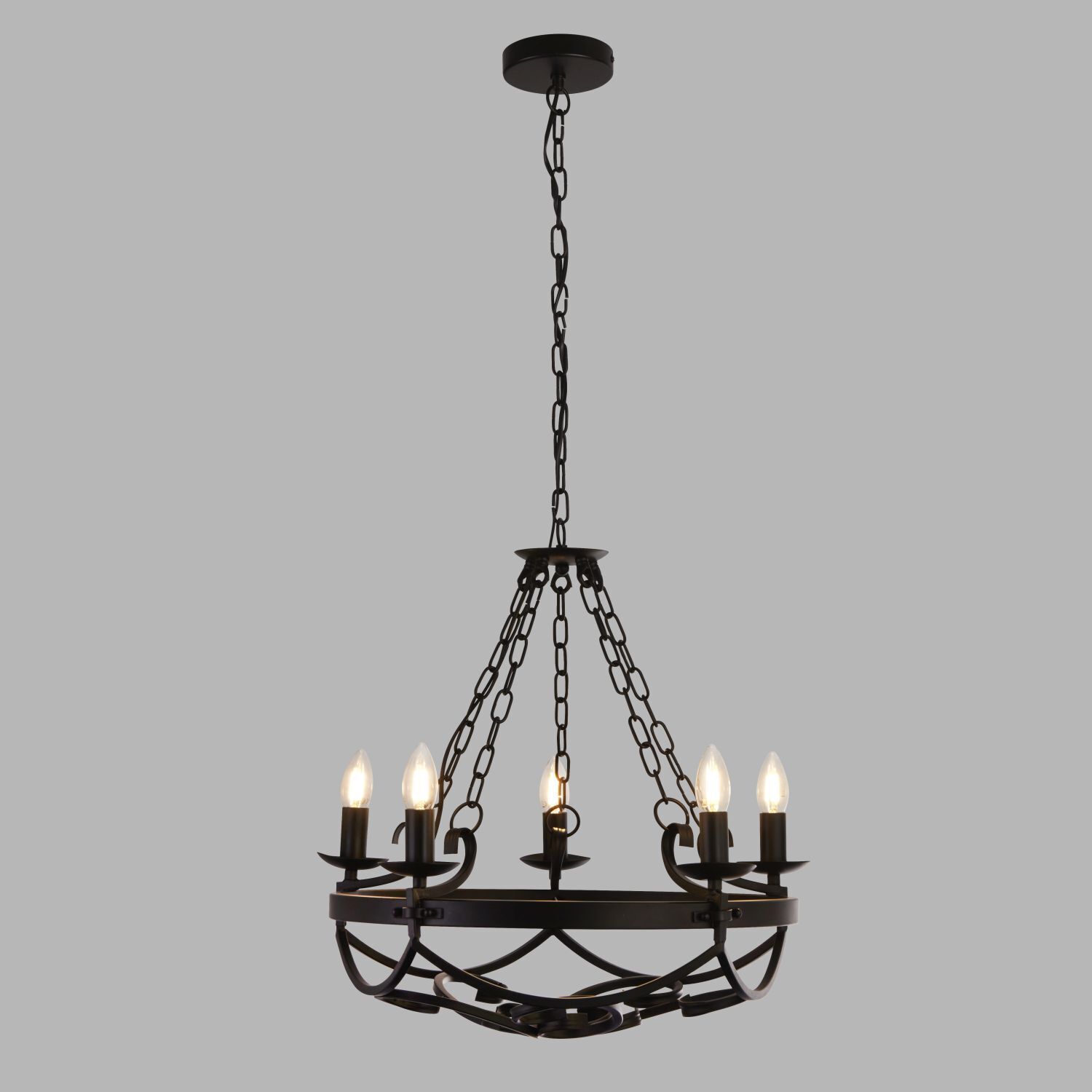 Lustre Noir Rustique Fer forgé Ø 54 cm 5x E14