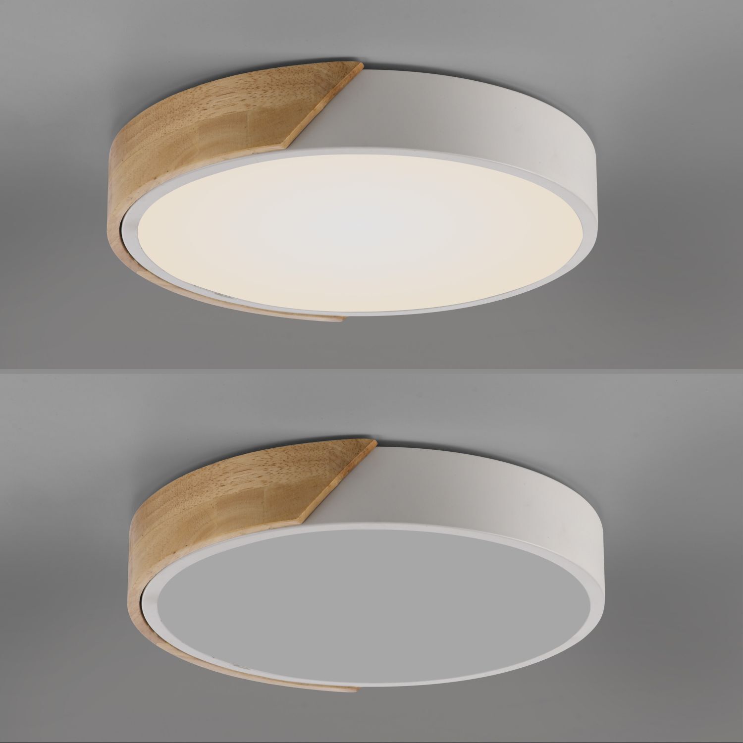 Lampe de plafonnier ronde LED bois Ø32 cm blanc naturel 2520 lm Deckenleuchte, Leuchte