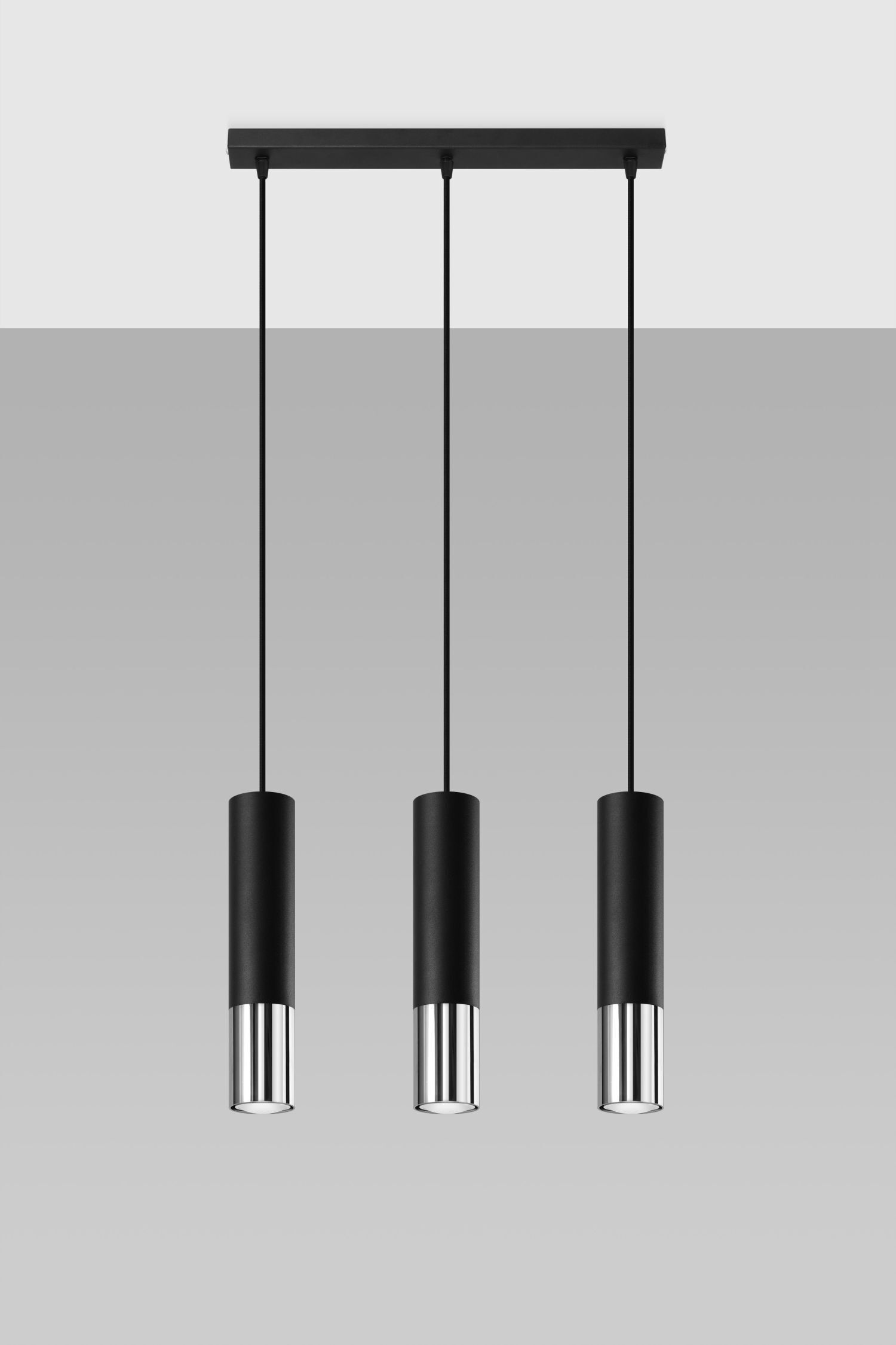 Lampe à suspendre métal noir chrome 3 flammes orientables