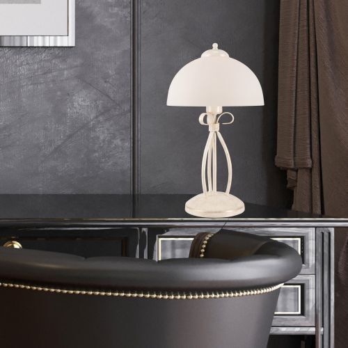 Lampe de table Blanc 43cm Métal rond Rustique LIRLIN