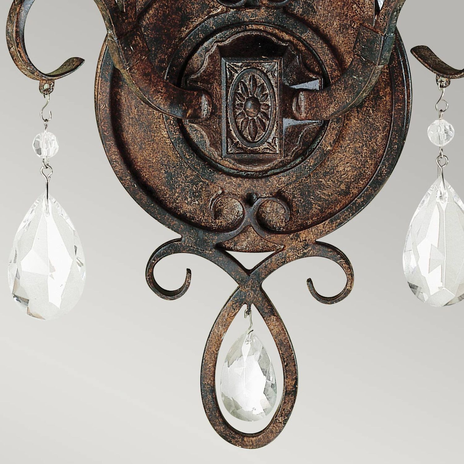 Applique en métal cristal 2x E14 H : 29,8 cm en bronze antique