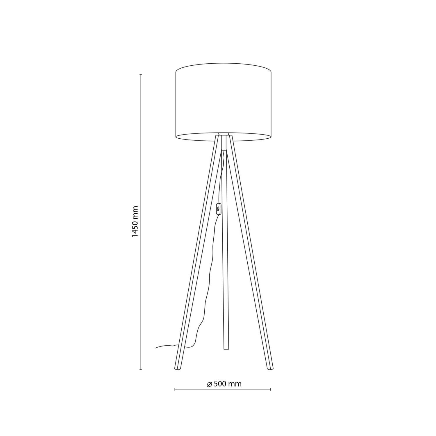 Lampadaire trépied petit 145 cm E27 Skandi bois lin