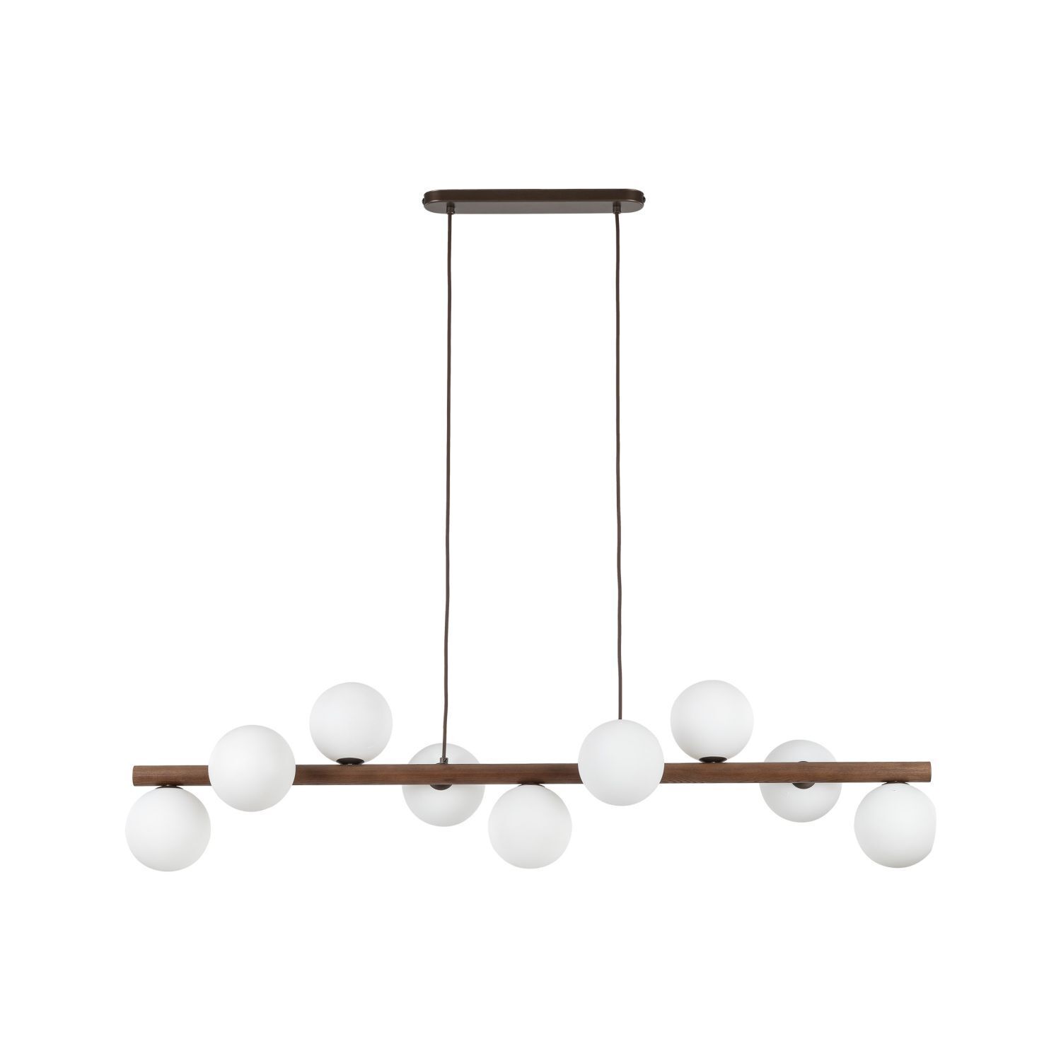 Suspension métal bois verre L : 117 cm H : max. 125 cm 9x G9