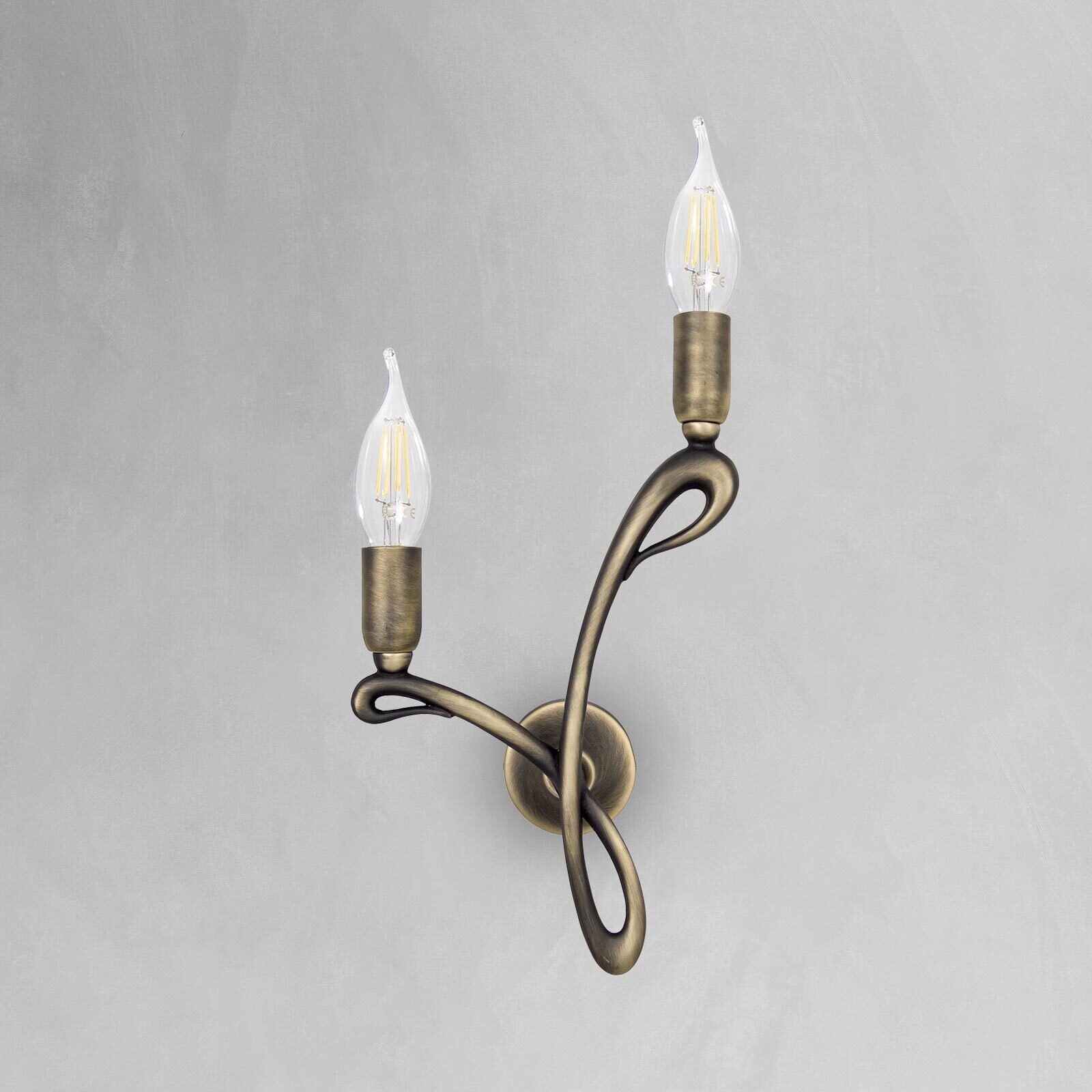 Applique laiton 2 flammes E14 en bronze mat FIOCCO