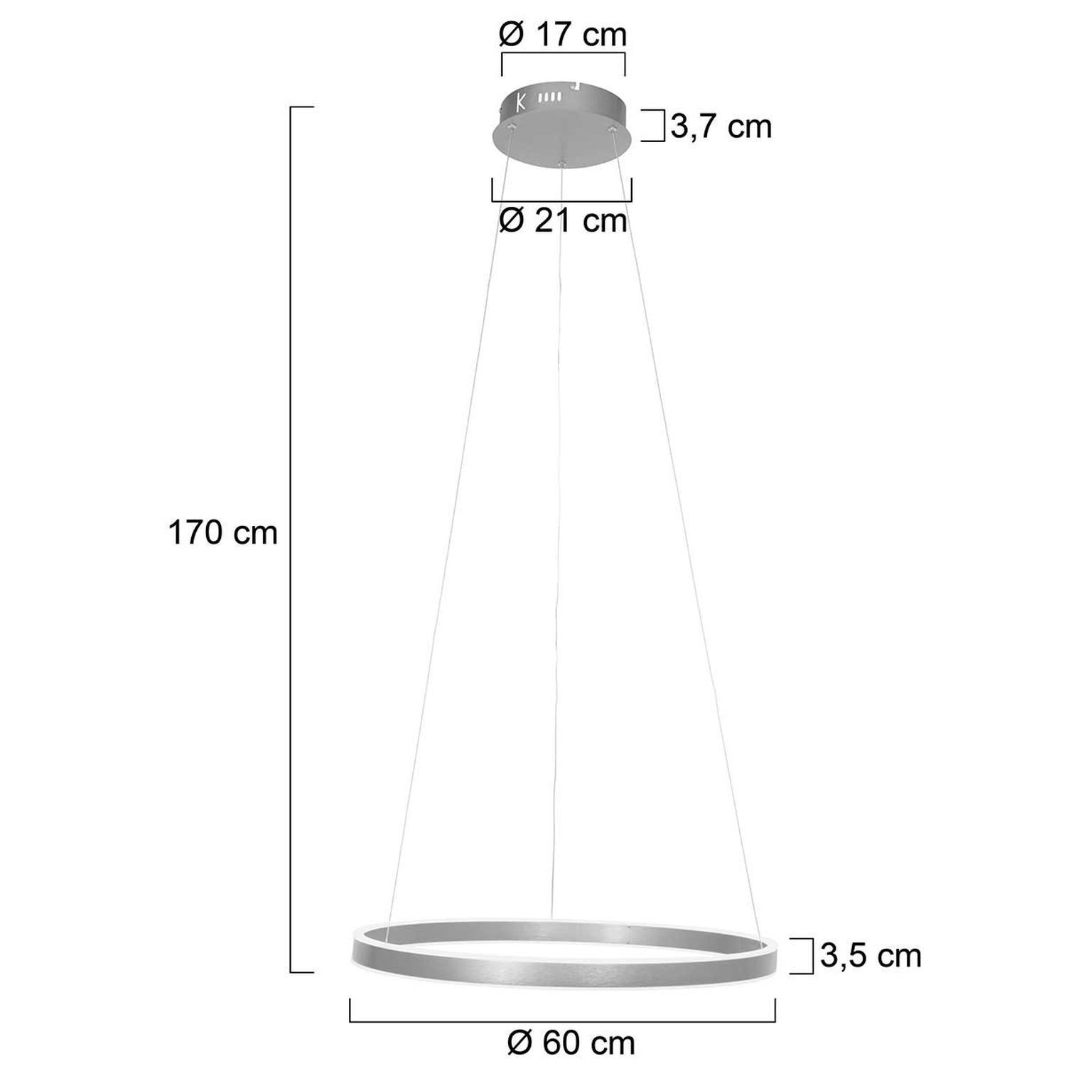 Lampe LED ronde à suspendre en acier Ø60 cm 42 W élégante