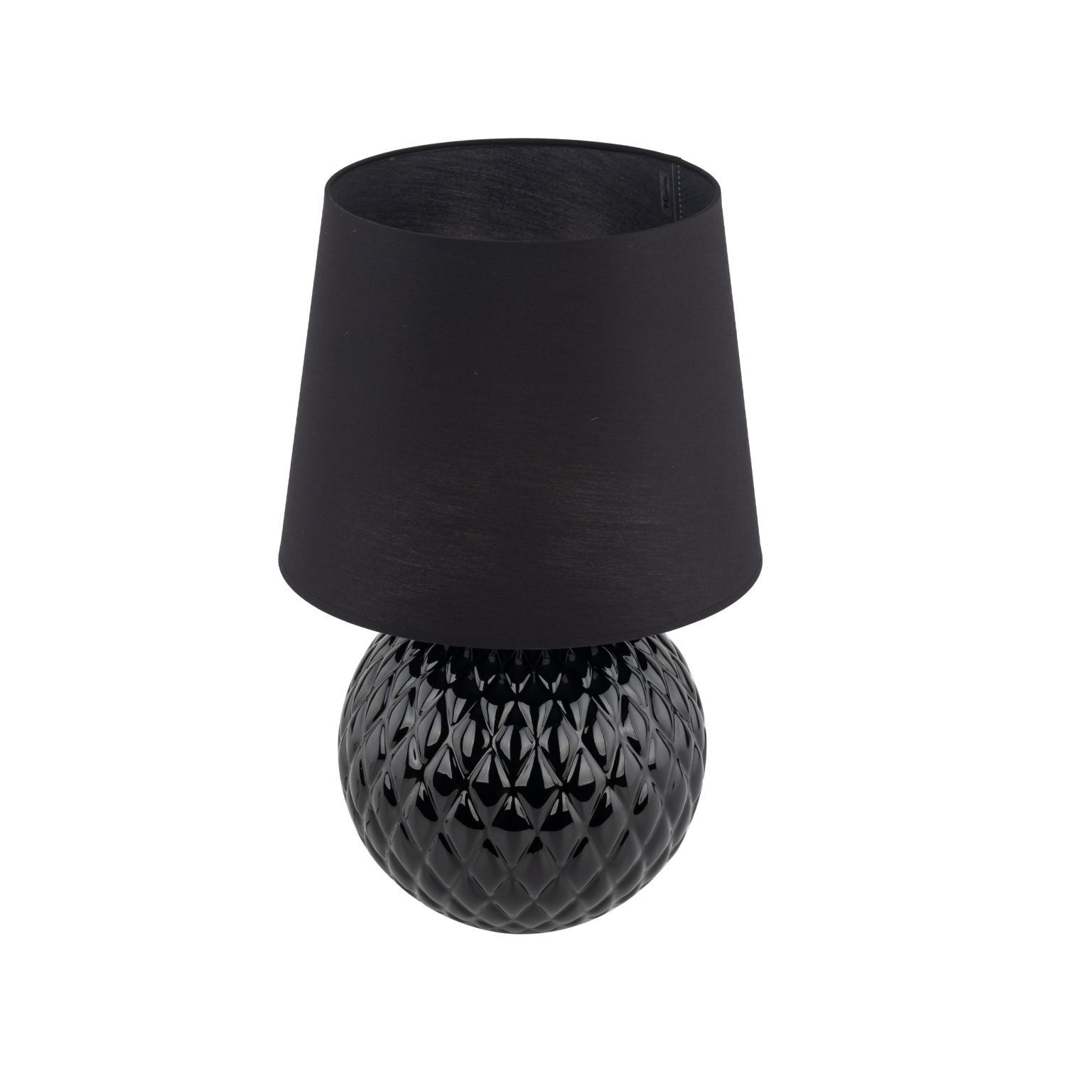 Lampe de table noir E27 hauteur 60 cm Ø 38 cm verre tissu DOLORES