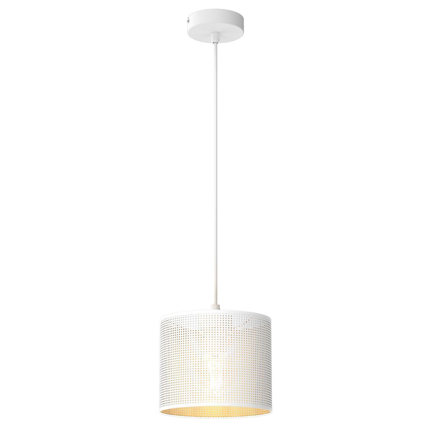 Suspension métal blanc or Ø18 cm rond E27 Loft