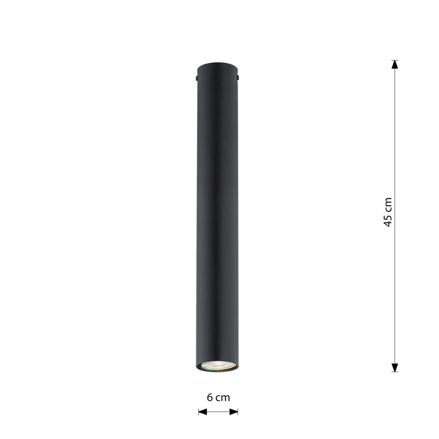 Aufputz Deckenlampe Metall H: 45 cm D: 6 cm Schwarz GU10 Zylinder