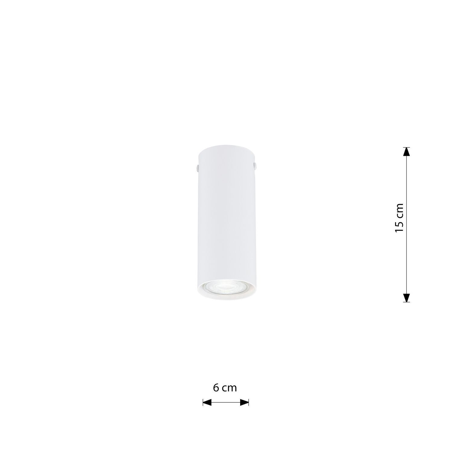 Plafonnier rond Ø 6 cm H : 15 cm Métal blanc GU10 apparent