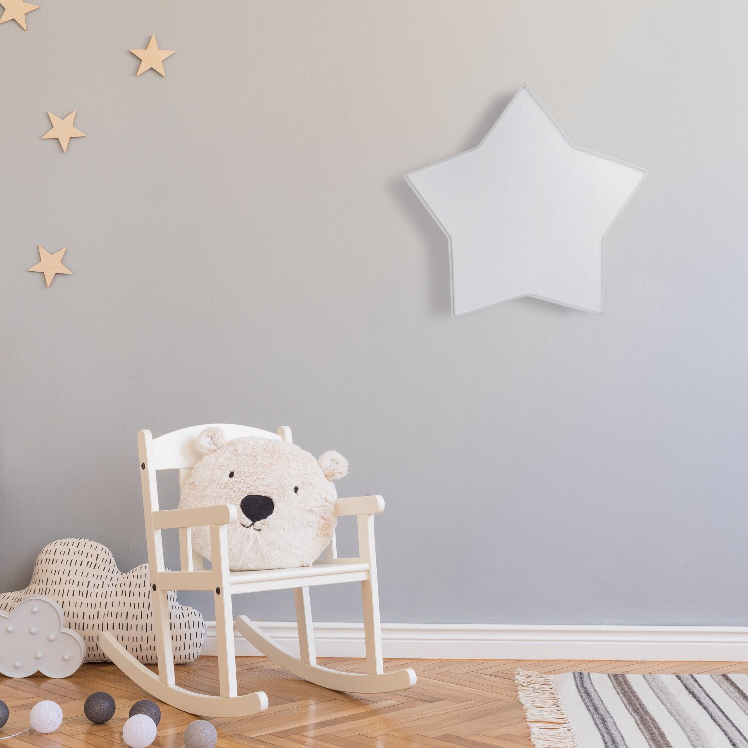 kinderzimmerlampe-stern-deckenleuchte-grau-kinderleuchte-decke-le107634-10.jpg Kinderzimmer, Kuscheltier, Sockelstuhl, Weiß, Sternen-Dekor