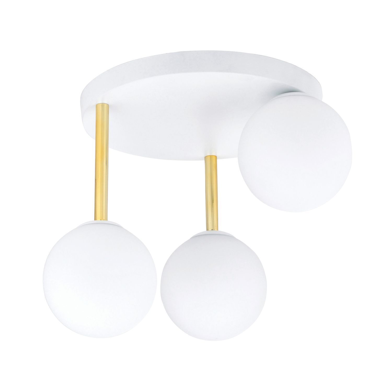 Plafonnier blanc or 3x E14 verre métal anti-éblouissement