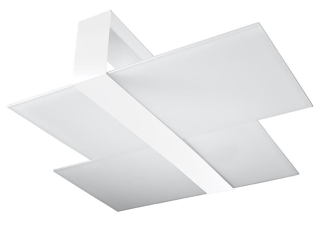 Lampe de plafond blanc verre métal plat faible éblouissement 2x E27
