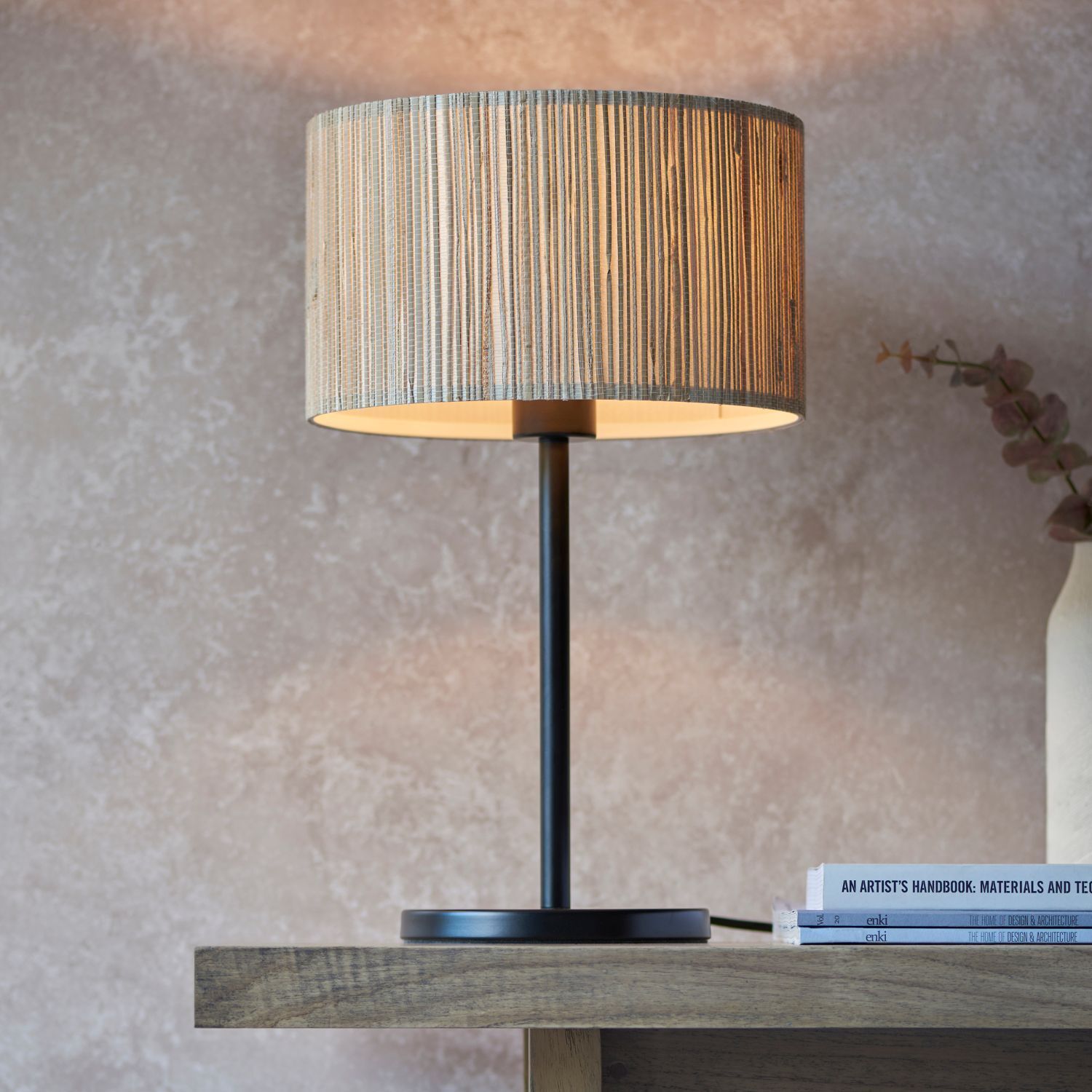 Lampe de table E27 41 cm de haut Herbe de mer Métal Moderne Boho