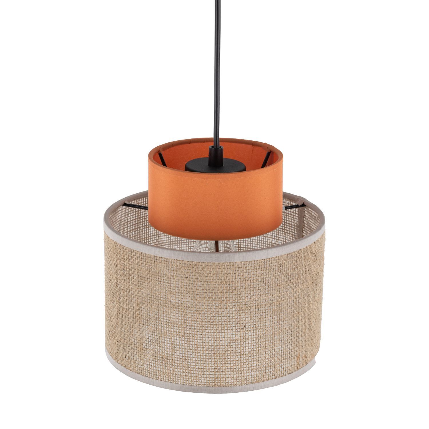 Lampe à suspendre ronde Ø 20 cm H : max. 160 cm Rétro Jute Tissu E27 Lampe