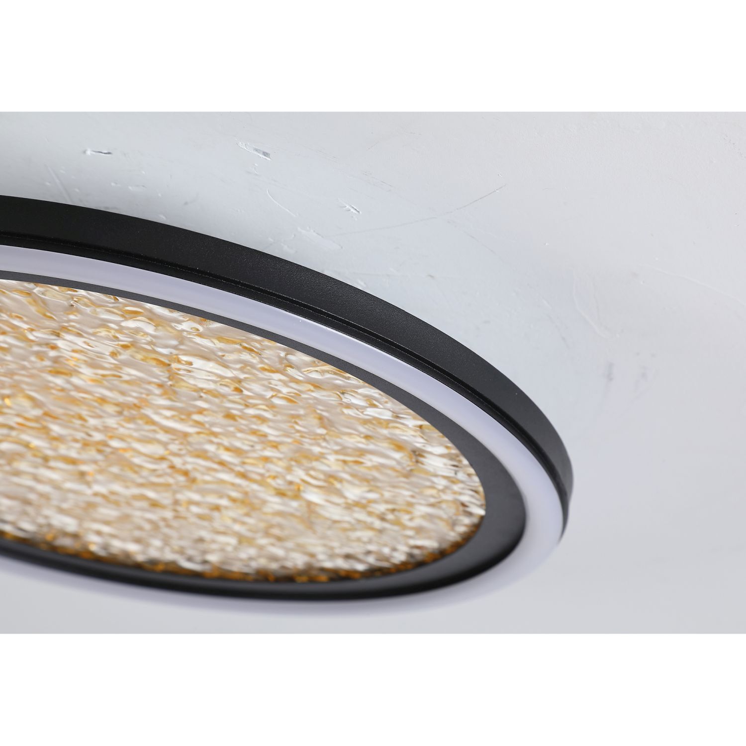 Lampe de plafonnier LED noir or métal 21 W Ø30 cm rond