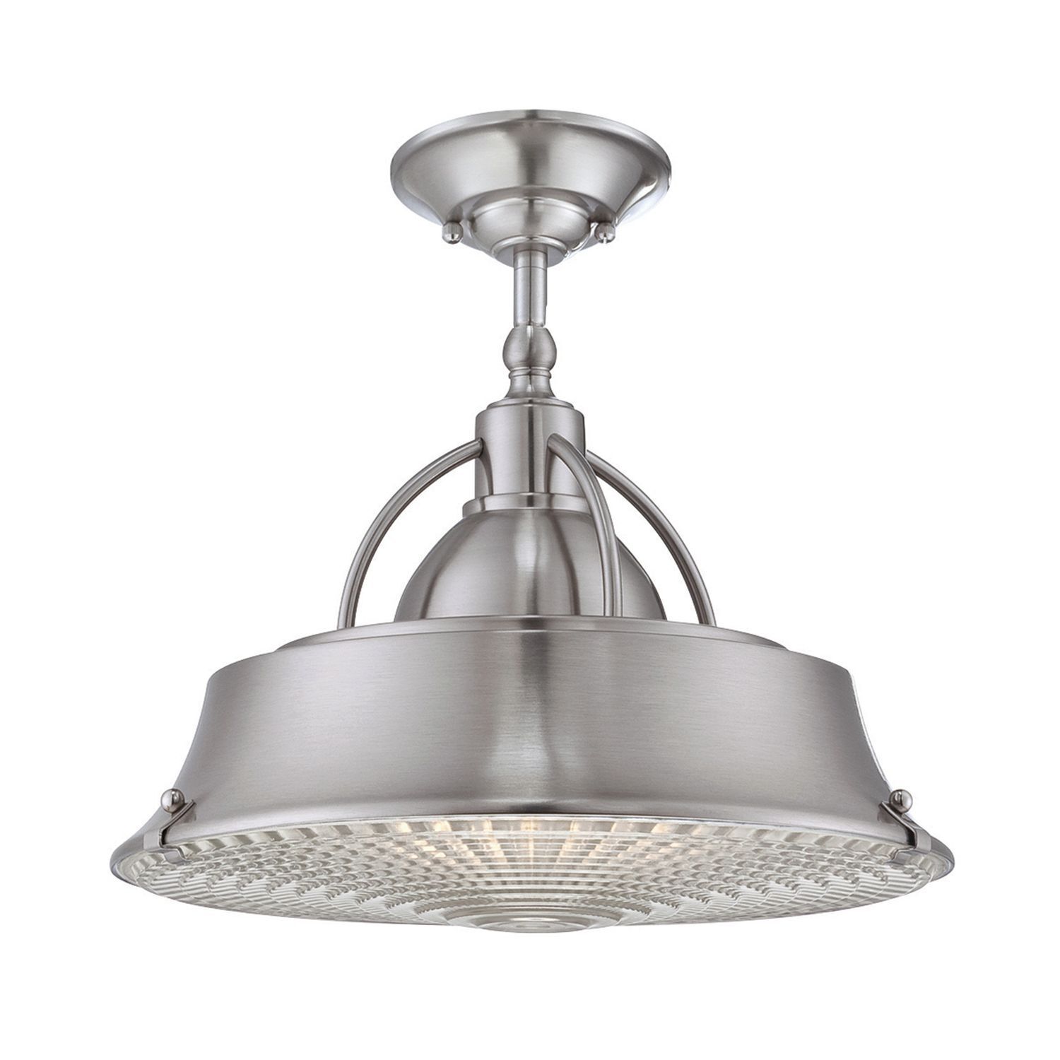 Plafonnier métal verre en nickel design industriel E27