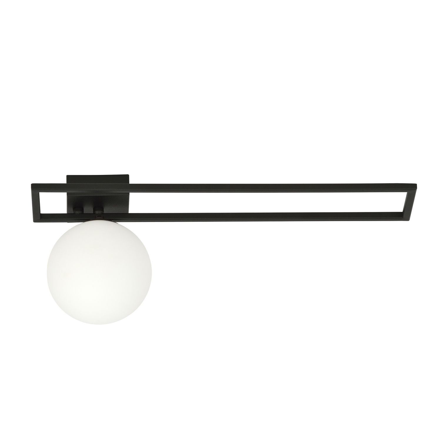 Plafonnier noir blanc E14 50 cm Abat-jour sphérique verre métal