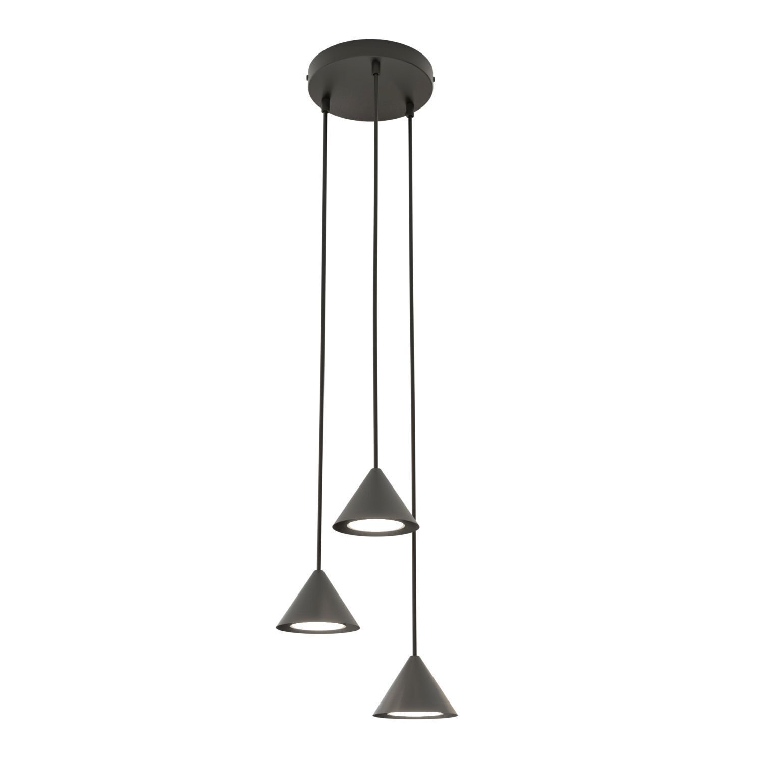 Suspension Noir Métal 3 feux GX53 Moderne