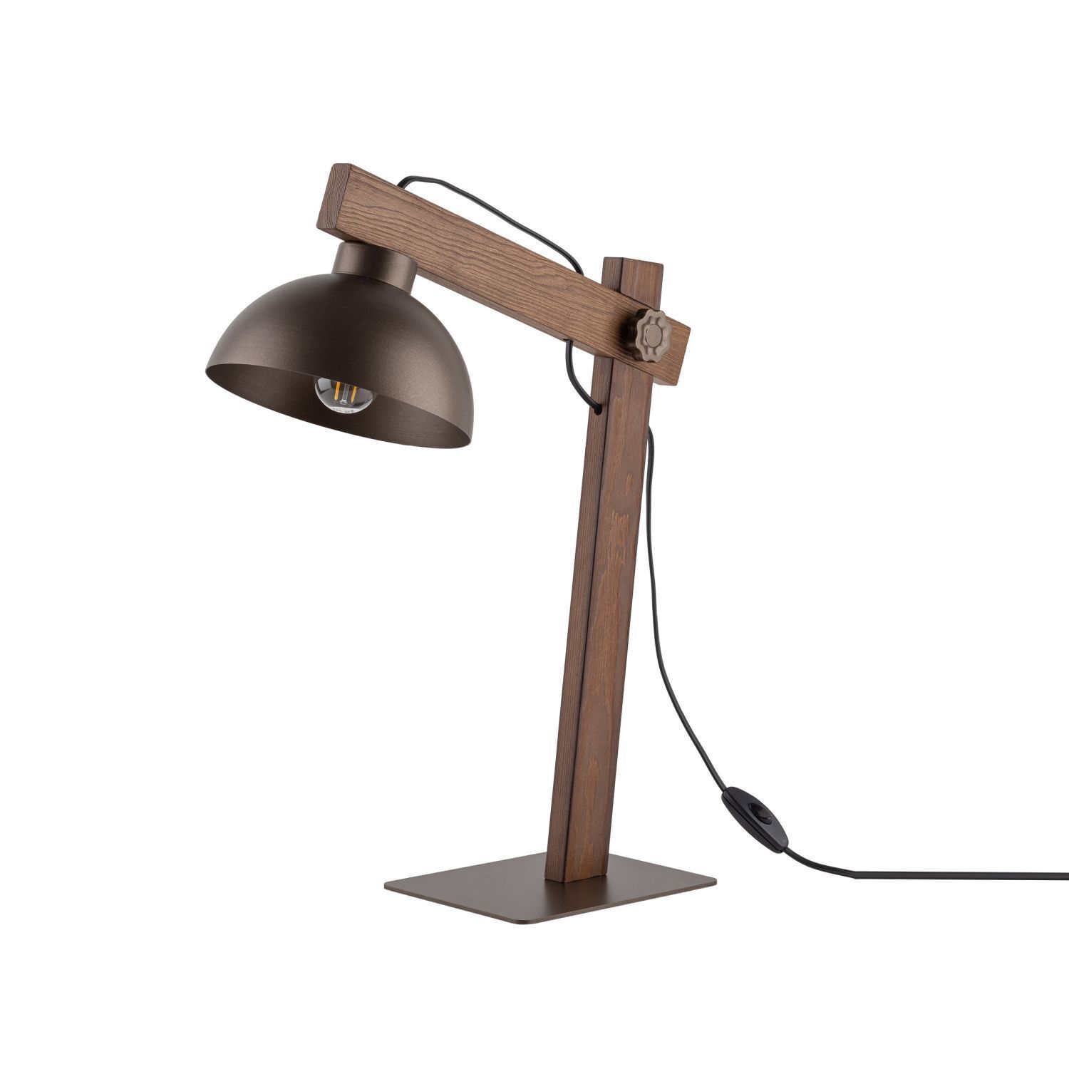 Lampe de table articulée 52 cm de haut bois métal E27 réglable