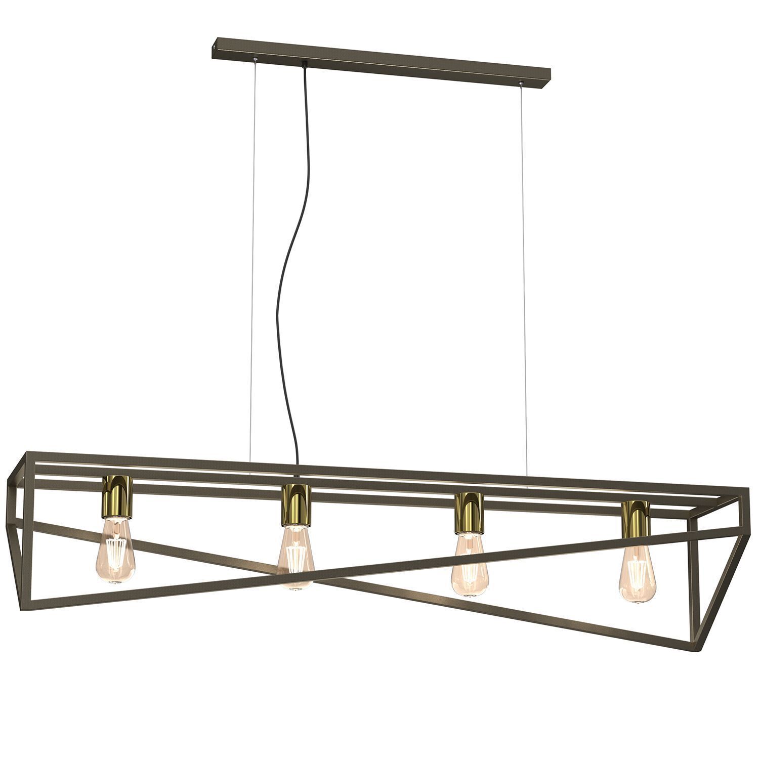 Suspension industrielle en métal doré E27 100 cm XXL