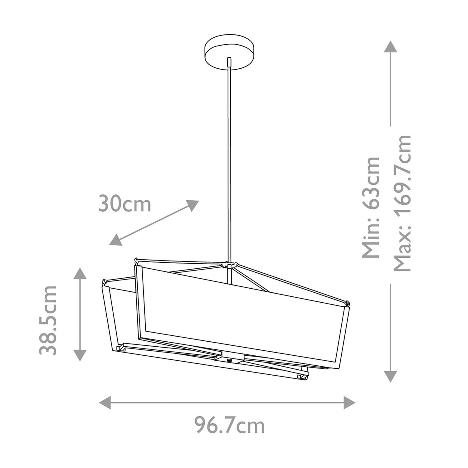 Hängelampe LED in Creme Gold B: 96,7 cm Modern Design Hängelampe, Kronleuchter, Metall, Dreifach-Lampe, Schwarz-weiß