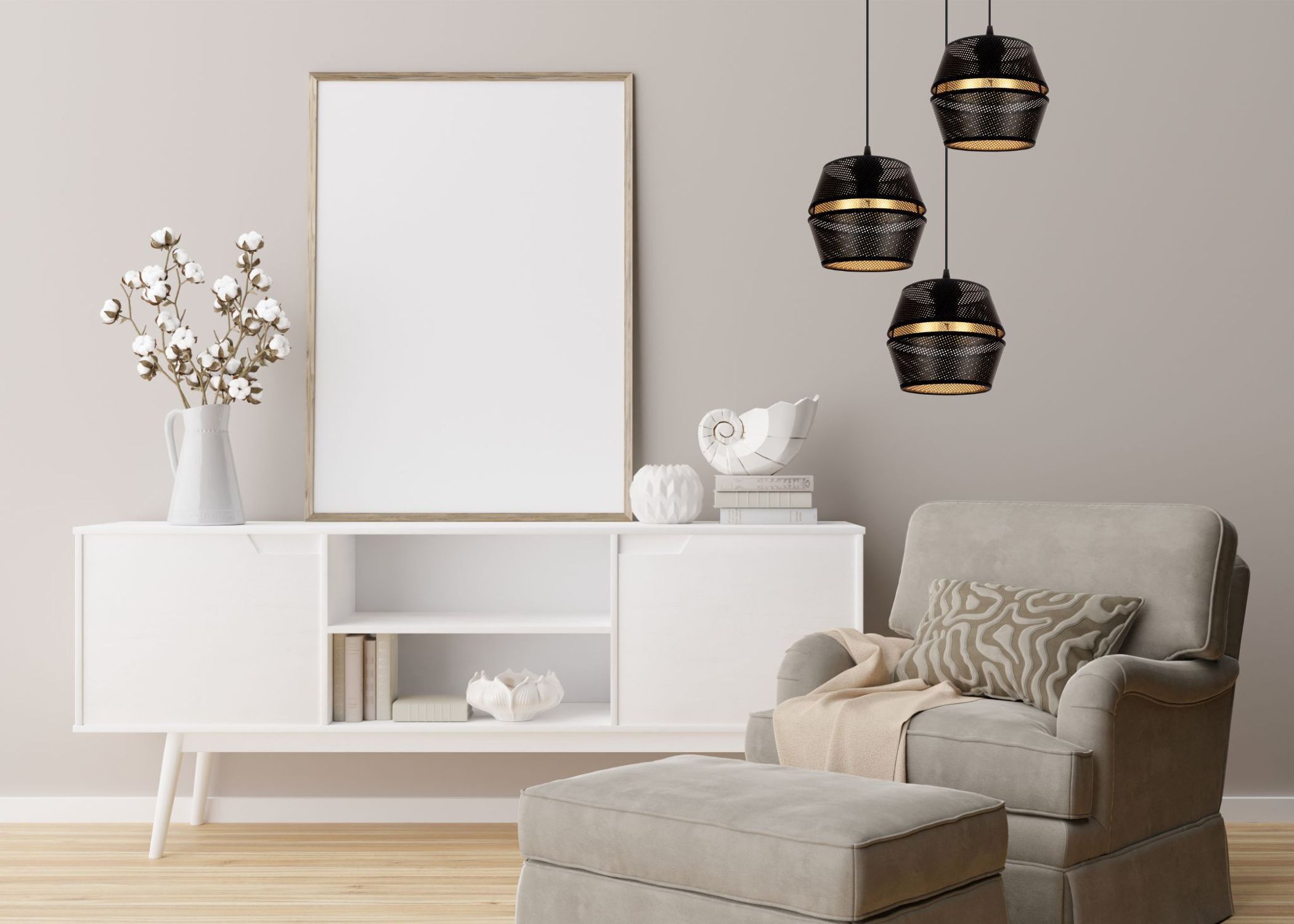 Runde Hängelampe Schwarz Gold Metall B:45 cm E27 3-flmg Moebel, Weißes Brett, Dekoration für Zuhause, Drinnen, Innenarchitektur