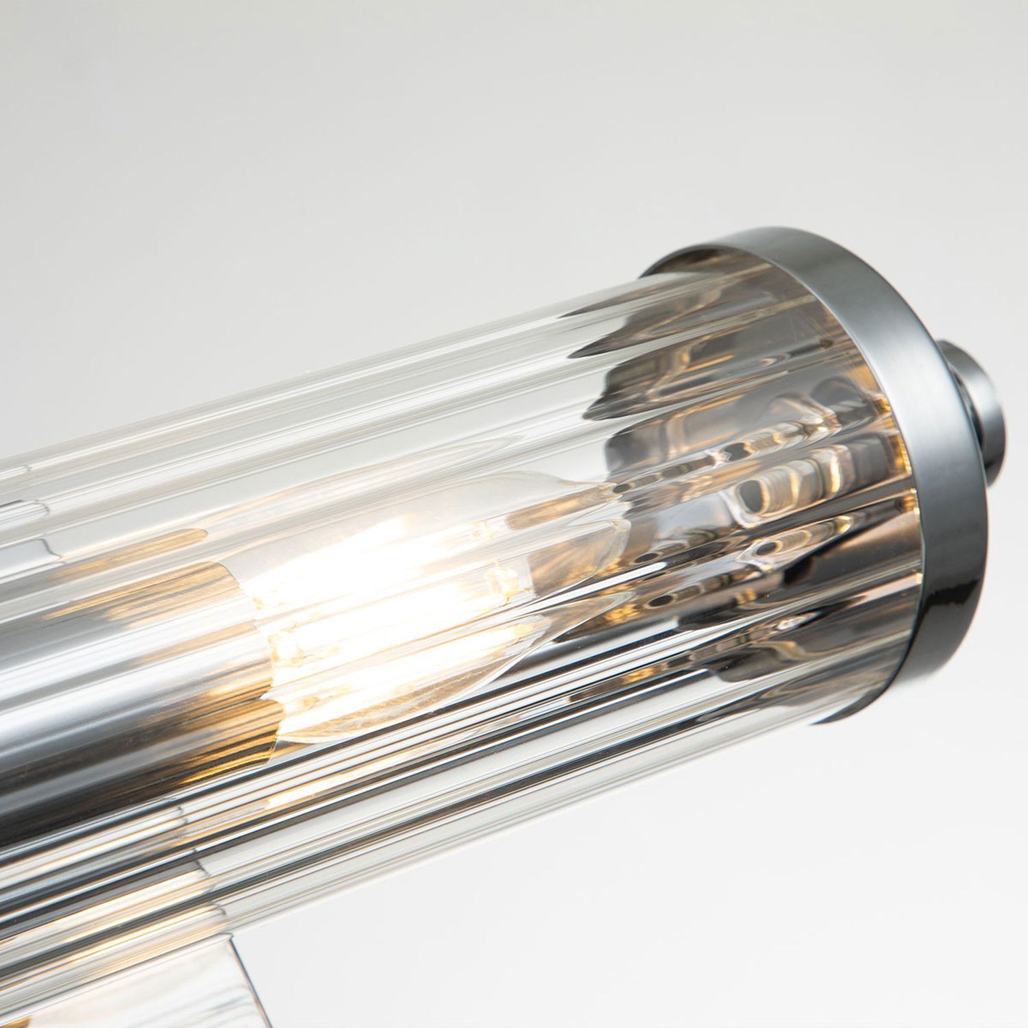 Lampe de salle de bain murale verre métal E14 IP44 L : 40,7 cm chrome poli