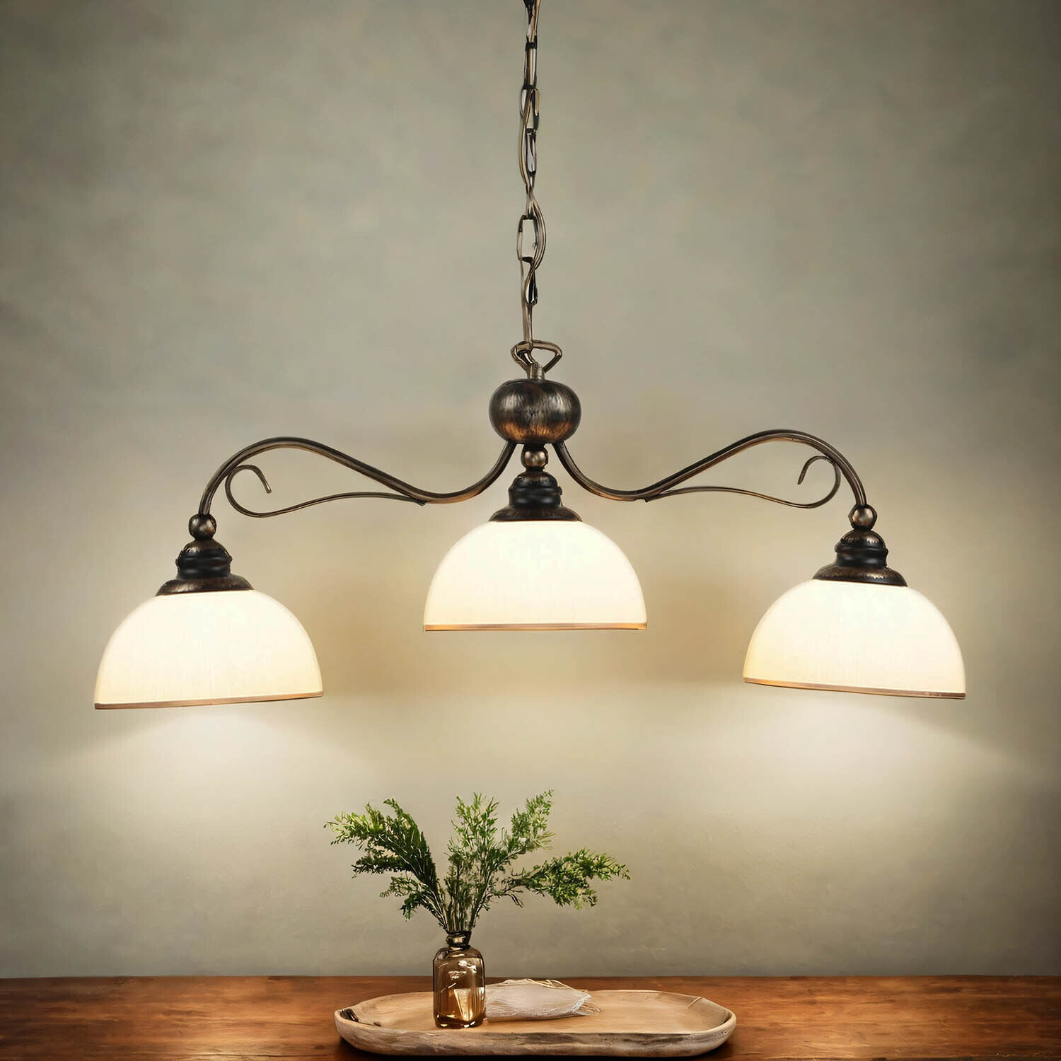 Suspension en brun antique L:74cm Lampe de table à manger