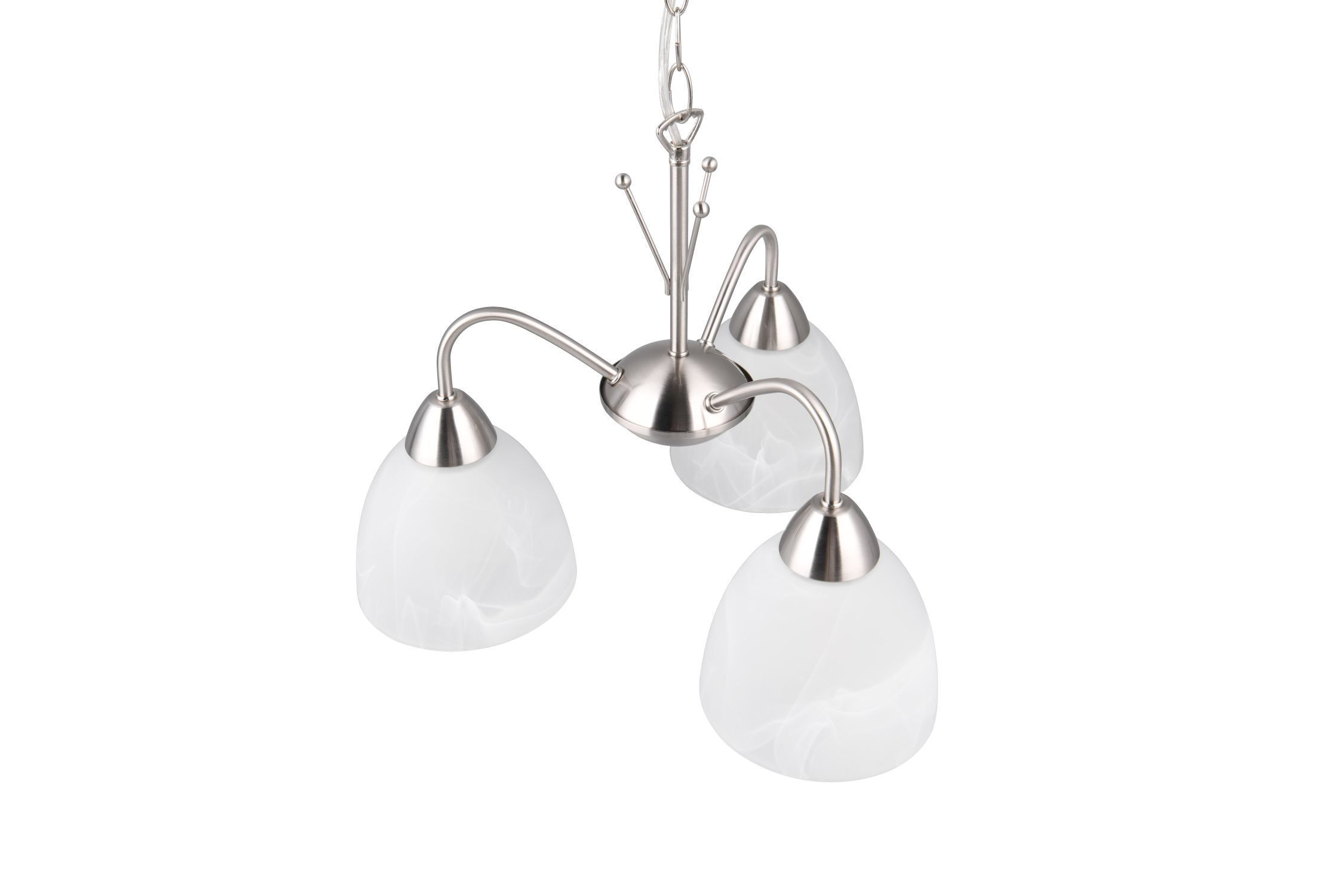 Blendarme Suspension Métal Verre Nickel Blanc E27 Lampe, Leuchte, Kronleuchter