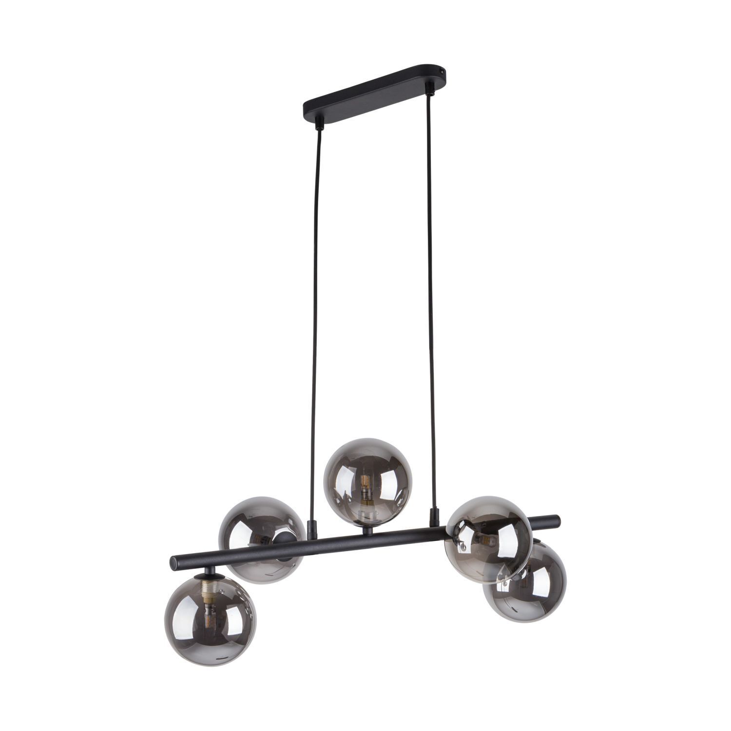 Suspension Gris Noir Métal Verre 5 flammes