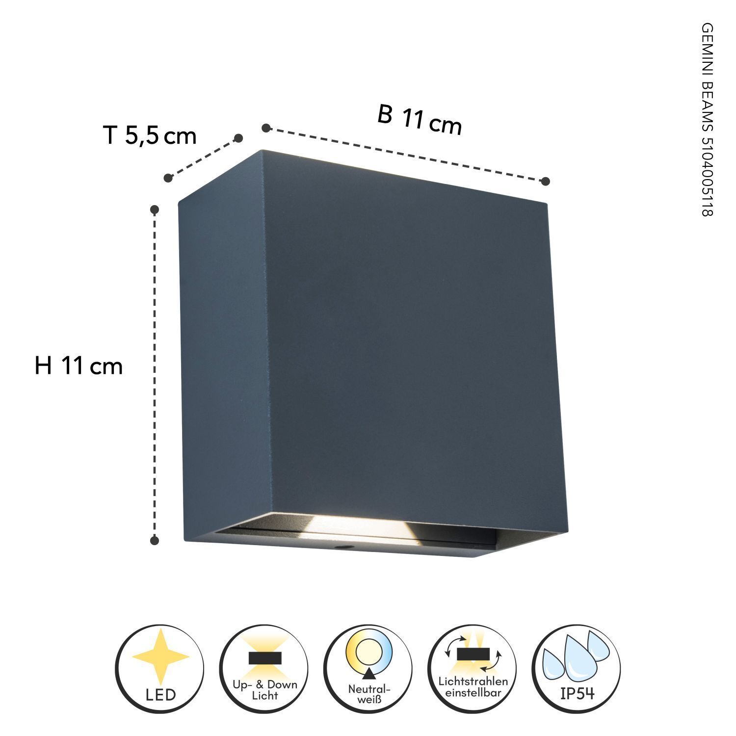 Applique LED Outdoor aluminium 4000 K IP54 Up Down