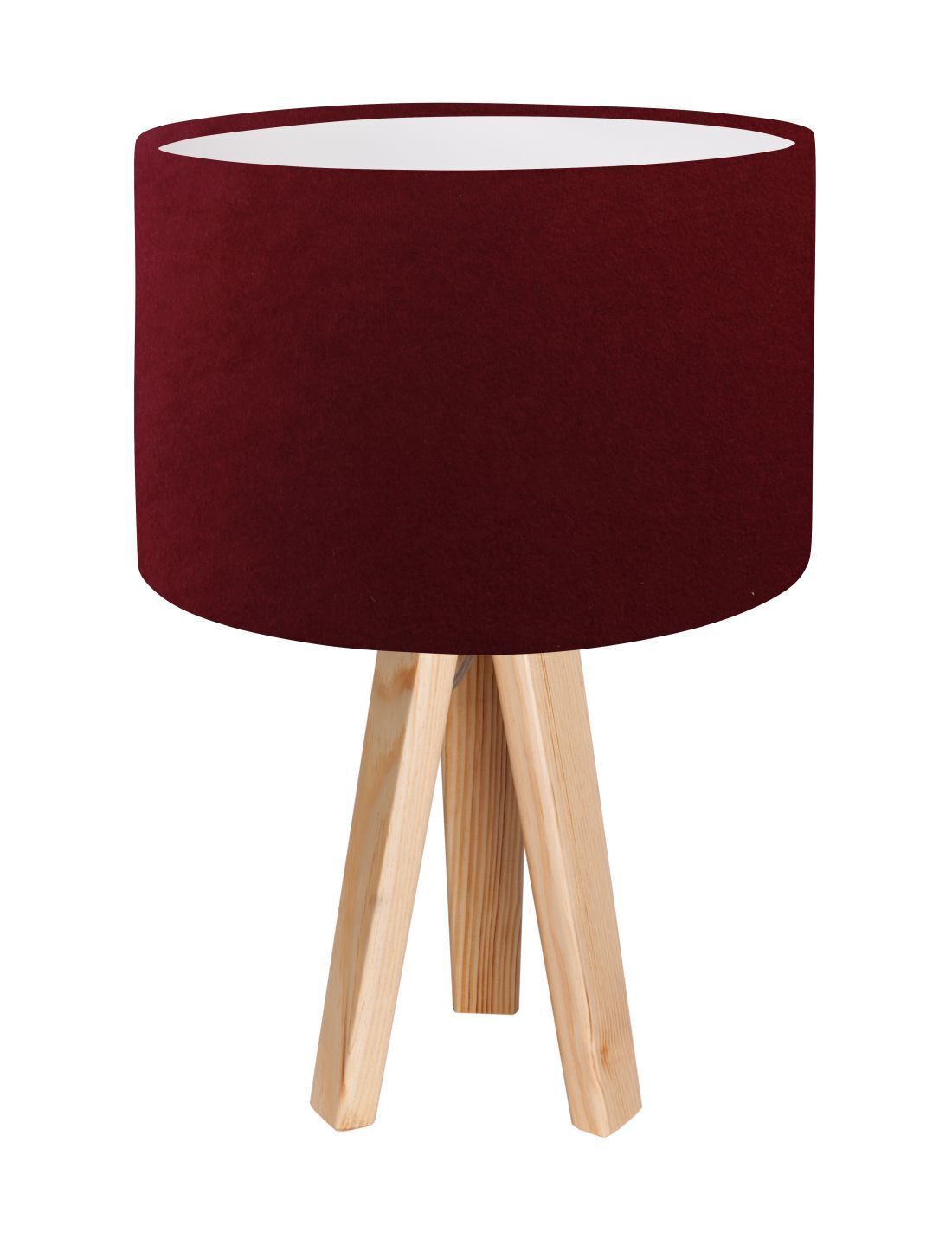 Lampe de table tripode Bois Bordeaux Blanc 46cm Rétro