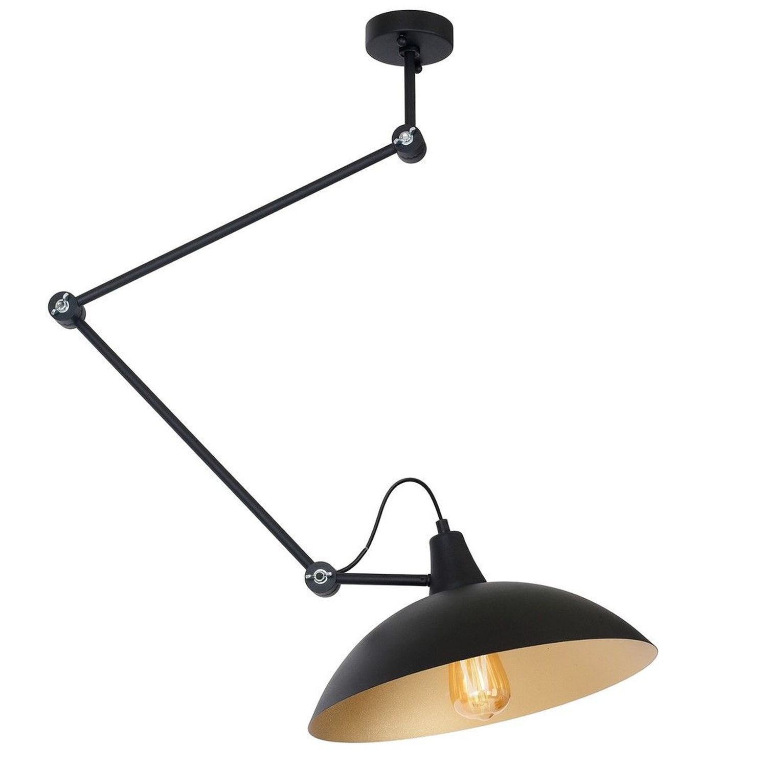 Plafonnier flexible Loft en noir or E27 métal
