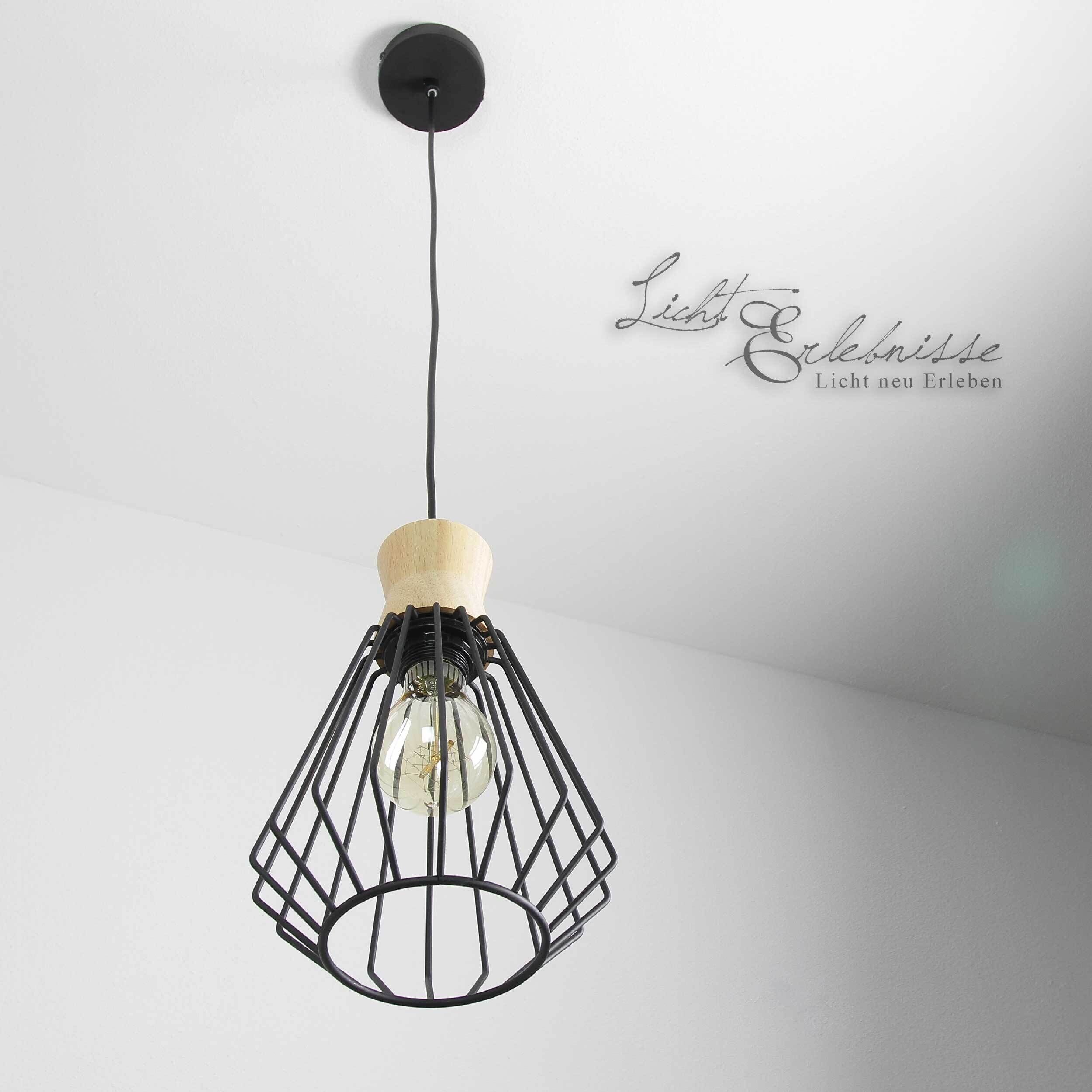 Suspension vintage E27 en bois pour la cuisine