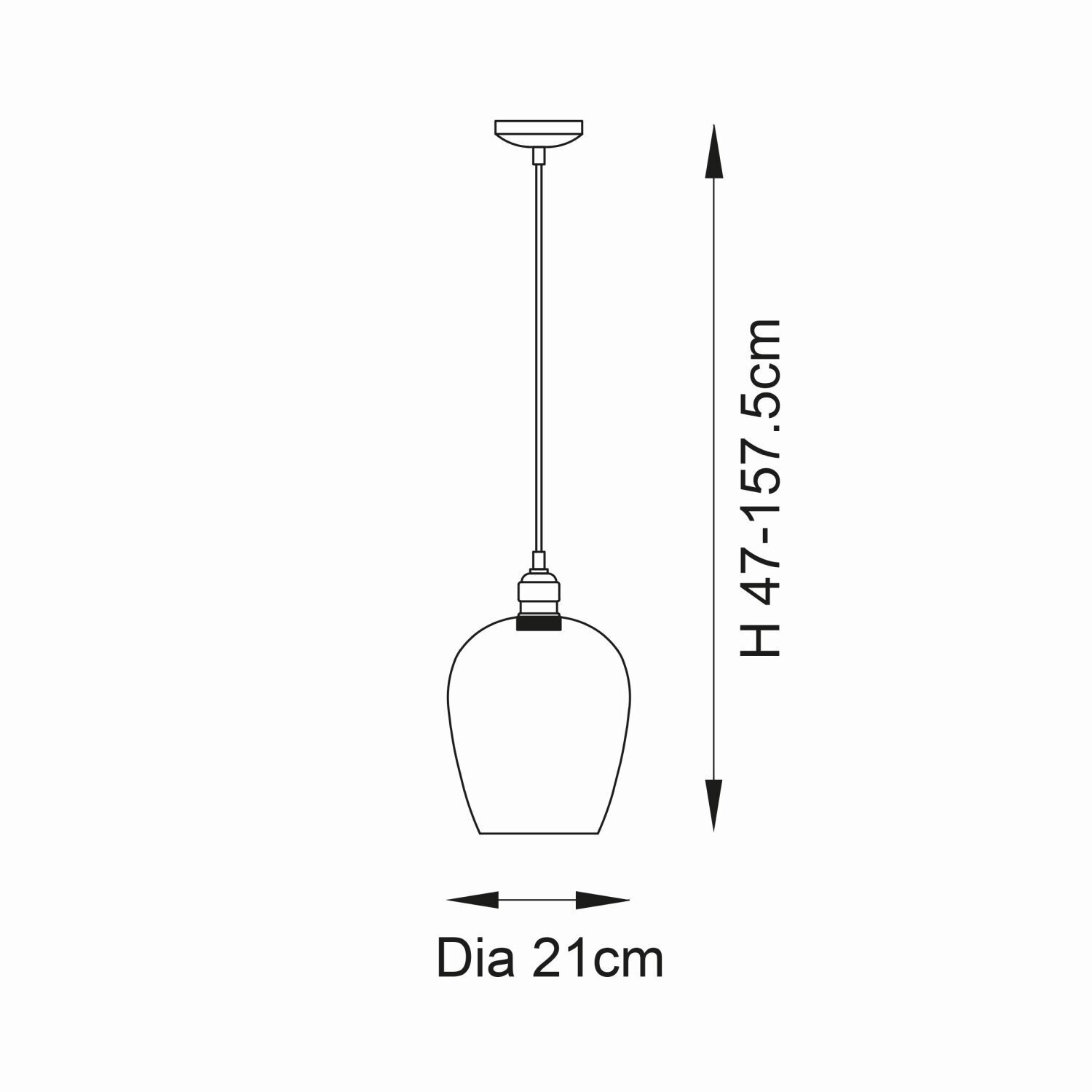 Lampe à suspendre verre métal étroit D : 21 cm en nickel brillant E27