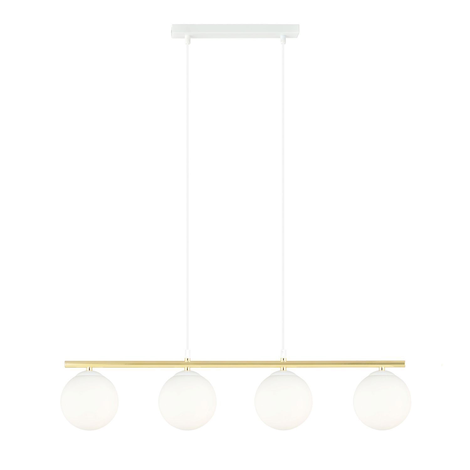 Suspension E14 blanc or Abat-jour sphérique verre métal