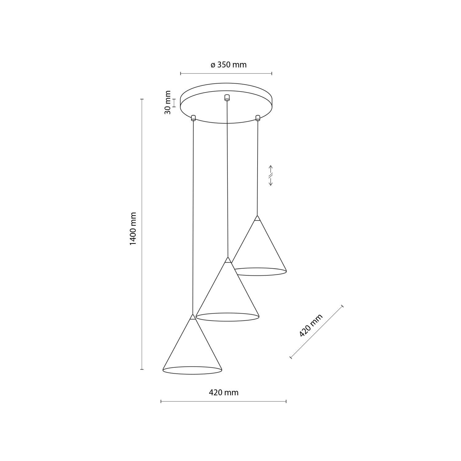 Lampe à suspendre Blanc Métal Ø 42 cm 3 flammes design rétro