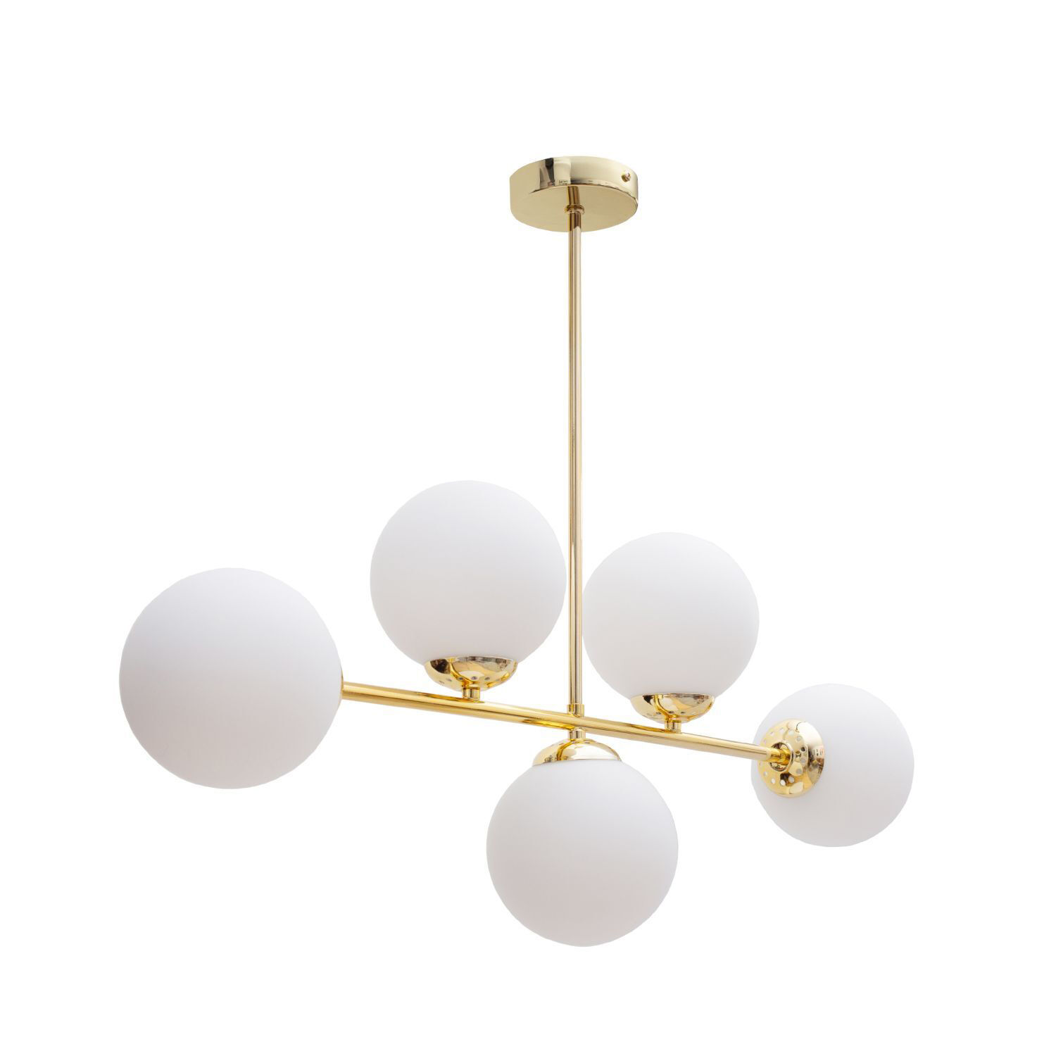 Chandelier, Gold finish, Globe lights, Ceiling light, Six-arm light