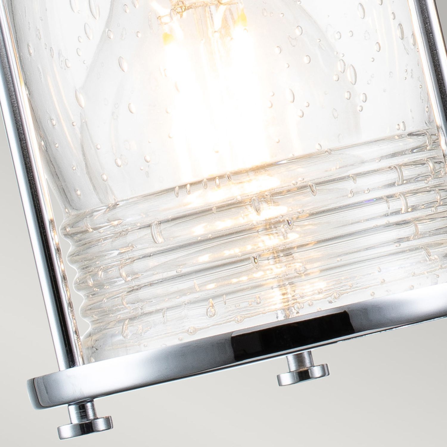 Lampe de salle de bain murale verre métal E27 IP44 36,2 cm de large en chrome