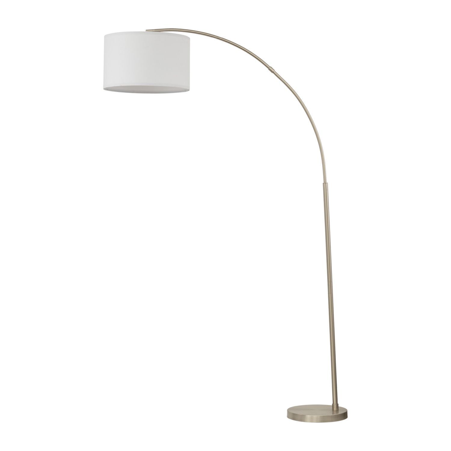 Luminaire en arc réglable 200 cm tissu métal chrome blanc E27