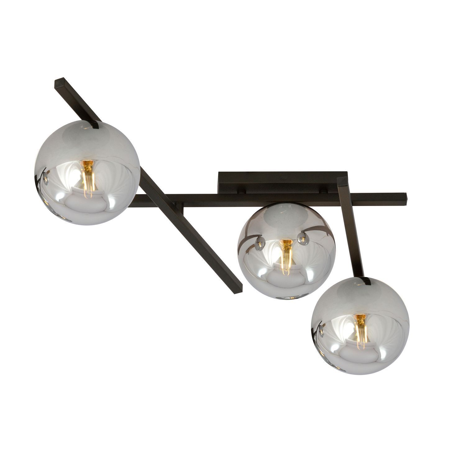 Plafonnier 3 flammes L : 50 cm Verre fumé Métal E14