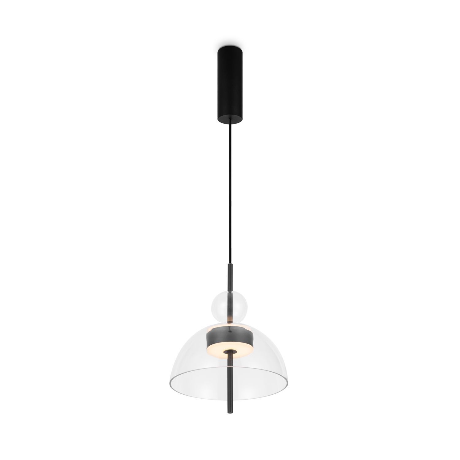 Suspension LED Métal Verre H : max. 348 cm Noir Lampe