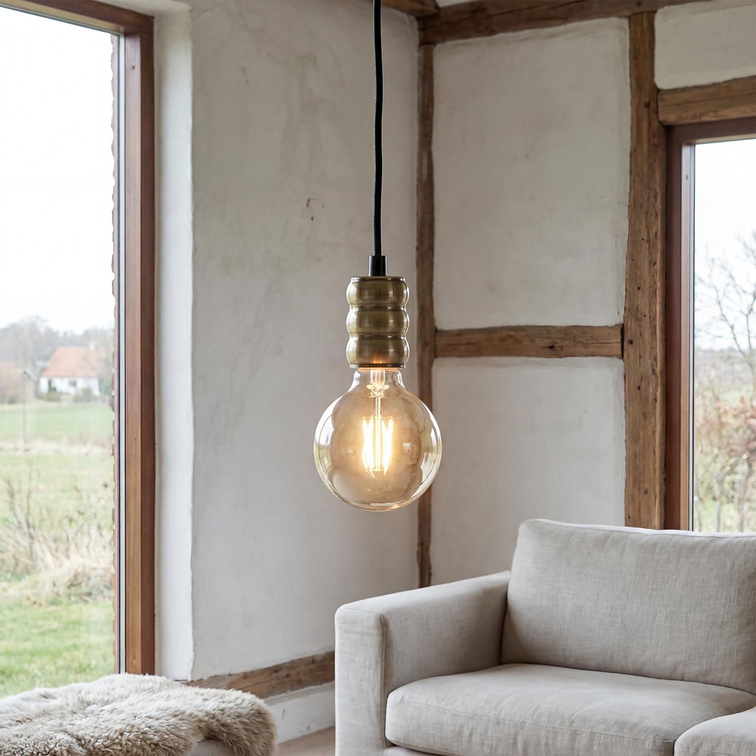 E27-Lampe, Glühbirne, Hängelampe, Industriestil, Wohnzimmer Licht