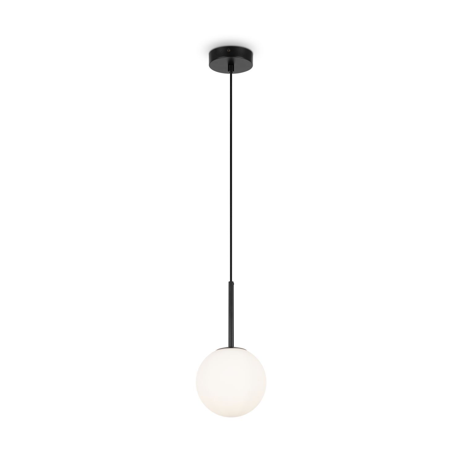 Lampe à suspendre métal verre E14 Ø 15 cm rond noir blanc Deckenleuchte, Lampe