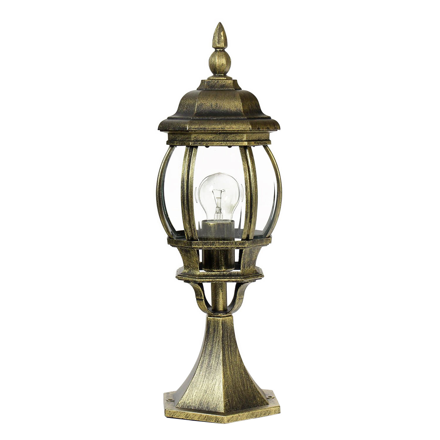 Petit lampadaire sur socle pour l'extérieur or antique 50,5cm