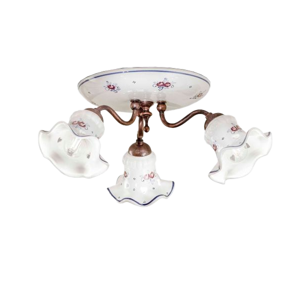 Deckenleuchte, Kerzenhalter, Porzellan, Blumenmuster, Metallrahmen