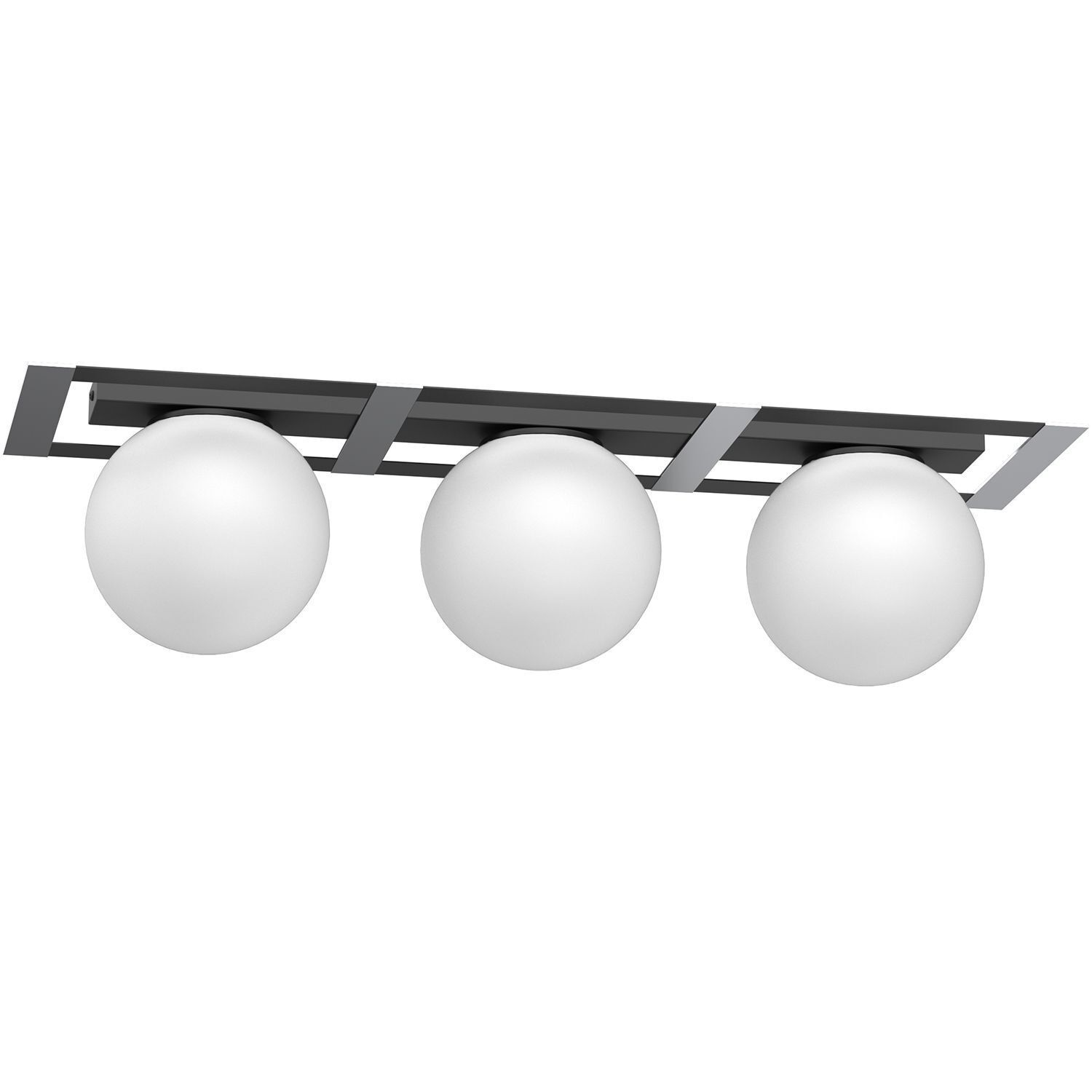 Plafonnier Boules de verre Noir Blanc Chrome E27 L:70 cm