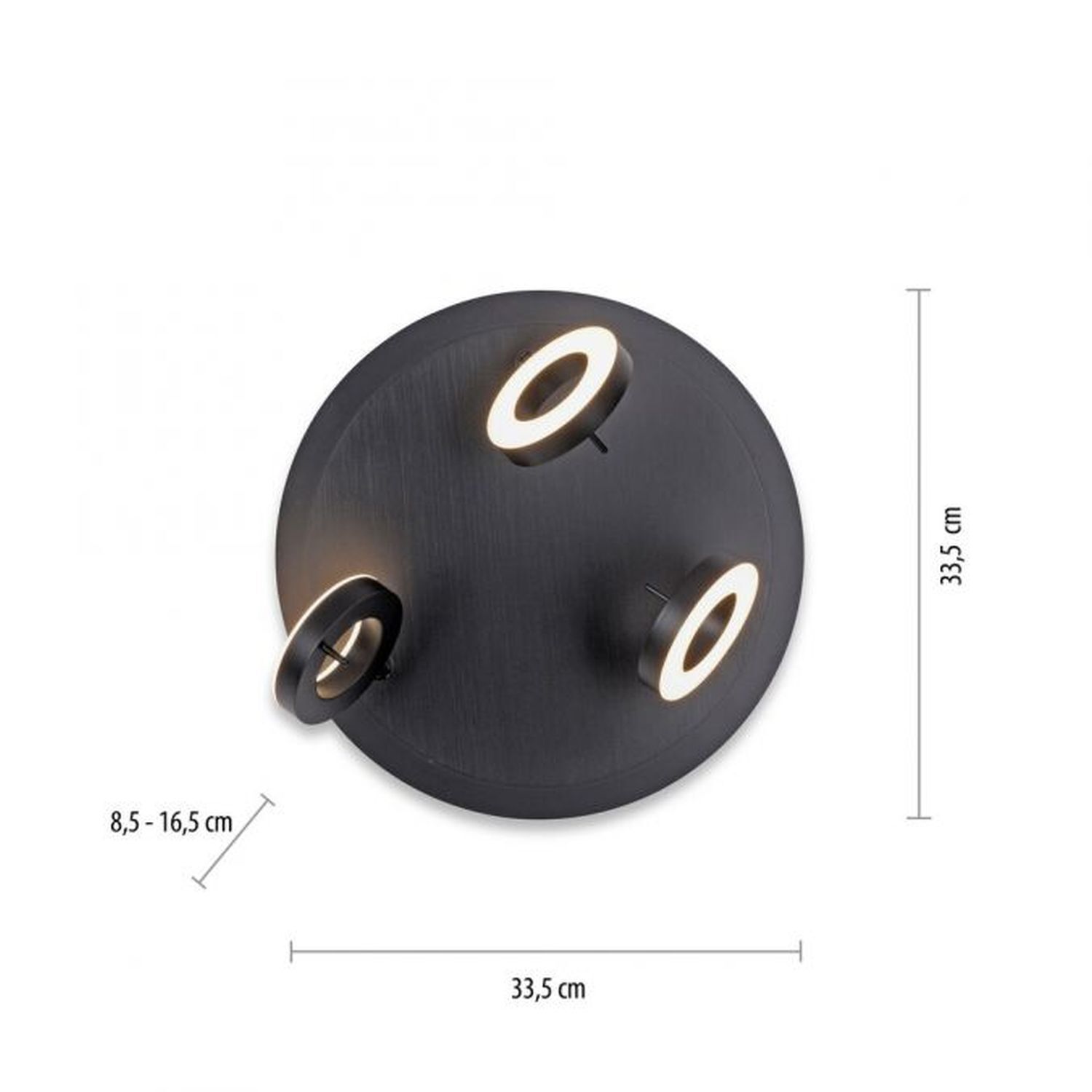 Spot de plafond mobile à LED anthracite IP44 Ø33,5 cm