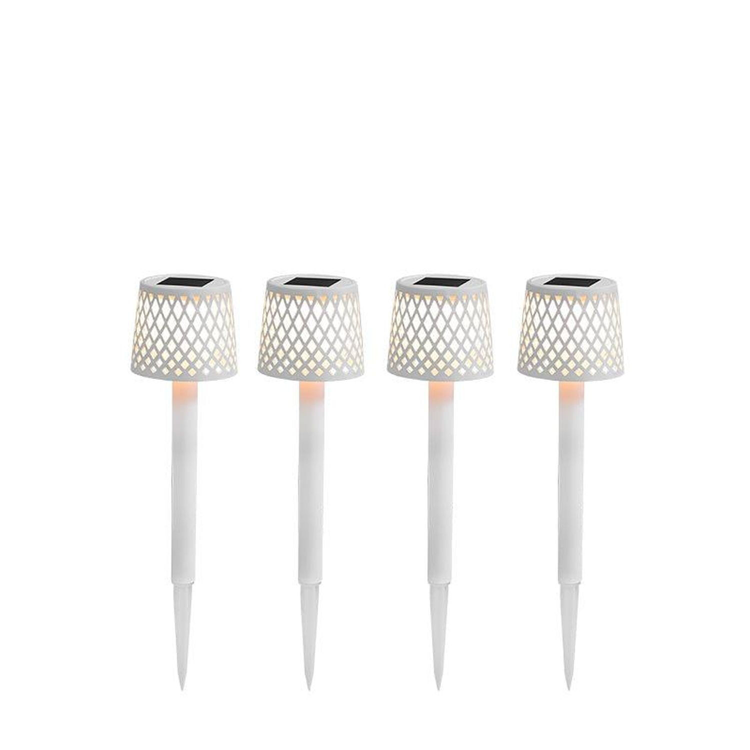Lampe d'extérieur LED Piquet de terre 4 pièces Blanc Solaire H : 39 cm Lampe